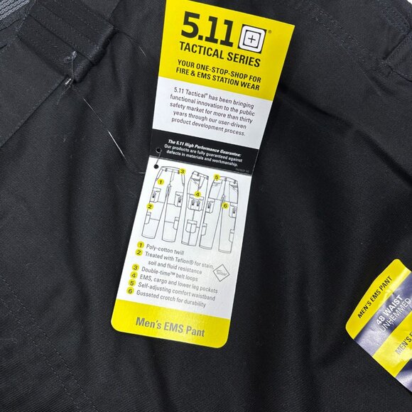 NEW NWT 5.11 Tactical Series EMS & Fire Black Twill Cargo Pants Mens 48 Unhemmed - Picture 6 of 10